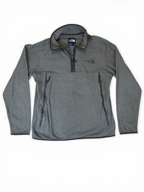 The North Face Men's TKA Glacier 1/4 Zip Fleece Pullover Grey Size M